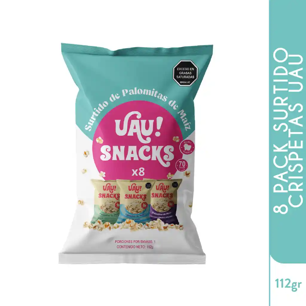 UAU! Snacks 8 Pack Crispetas Surtido 112gr