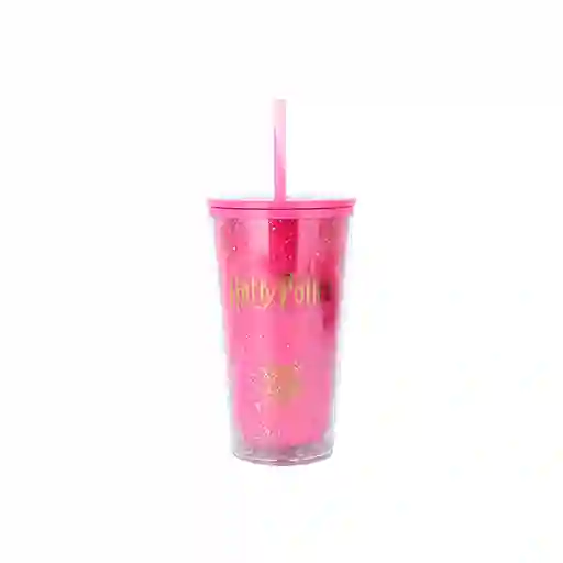 Vaso Plástico Con Pitillo Serie Harry Potter Rosa 600 mL Miniso