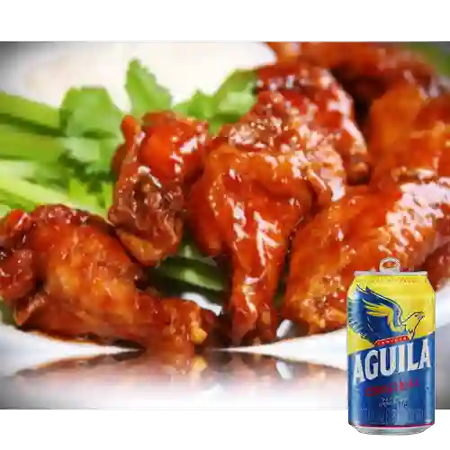 Combo Alitas Picantes + Cerveza Aguila de 355 ml