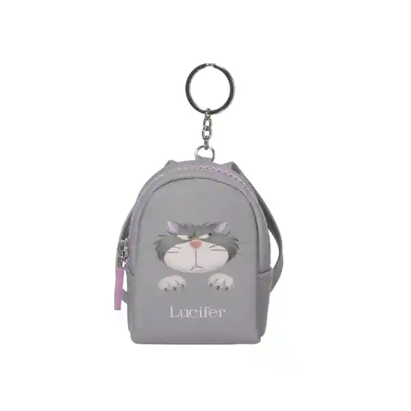 Monedero Disney Cat Colección Lucifer Mochila Gris Miniso