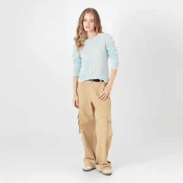 Camiseta Cuello Redondo Manga Larga Azul Talla XS 716734