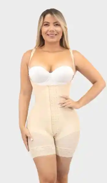 Faja Corta Con Refuerzo Abdominal NBEIGES F-00463 Fajasmyd