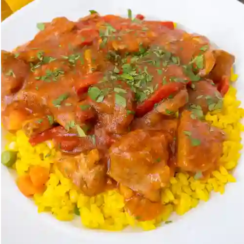 Arroz con Trozos de Cerdo en Salsa Bbq