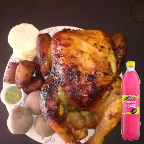 Combo pollo asado tradicional+ manzana1l