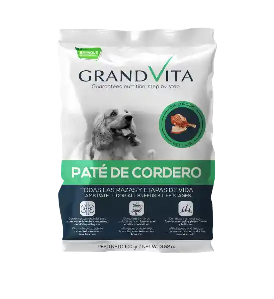 Healthy Bites Comida Húmeda Para Perro Grand Vita Paté Cordero