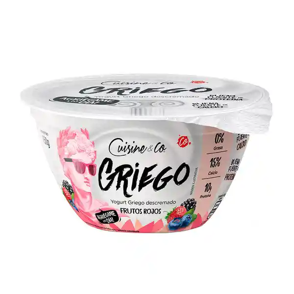 Yogurt Griego Cuisine&co Descremado Frutos Rojos