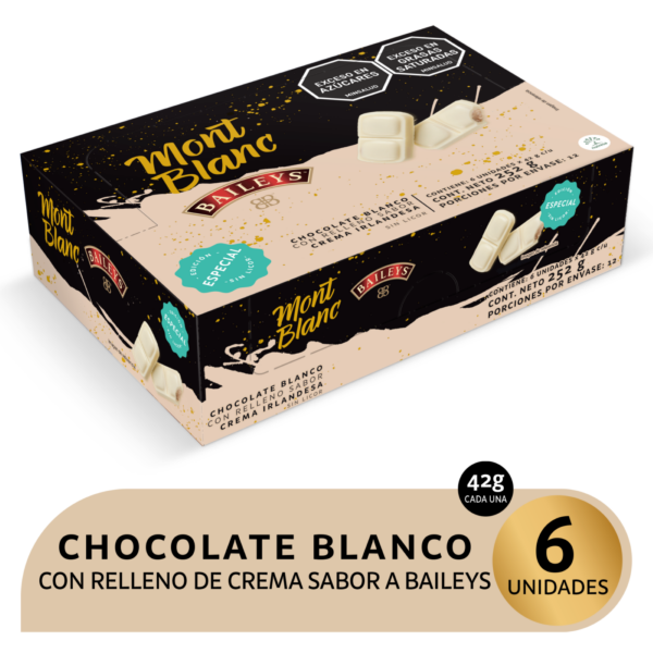 Mont Blanc Barra de Chocolate Blanco con Crema Sabor a Baileys 6 und