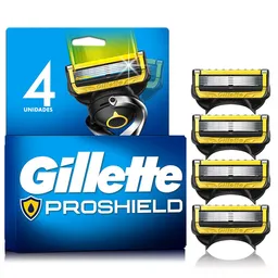 GILLETTE Proshield Repuestos Cuchilla de Afeitar Máquina de Afeitar con 5 Hojas Afeitado más al Ras Afeitadora para Hombre 4 Uds