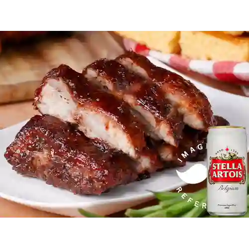 Combo Costillas Cerdo Salsa BBQ + Stella Artois 330ml