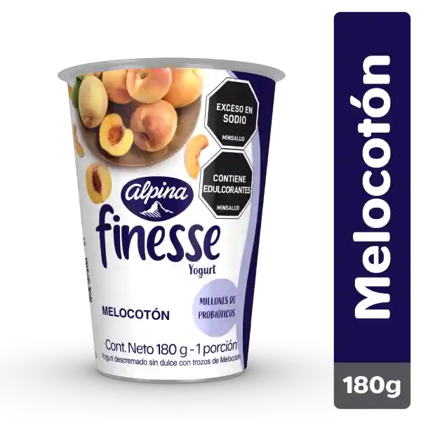 Finesse Yogurt con Probióticos Sabor Melocotón