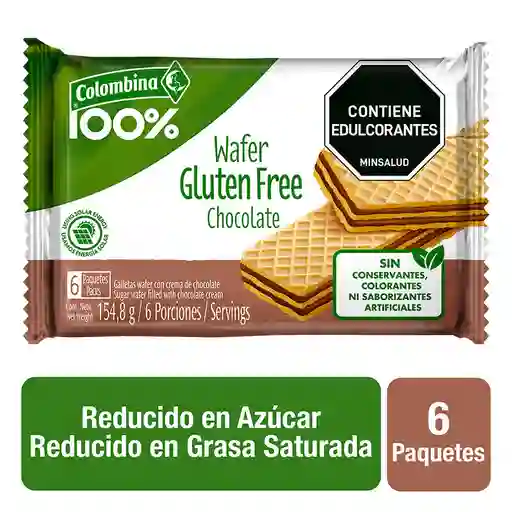 Colombina 100% Galletas Wafer Sabor a Chocolate sin Gluten