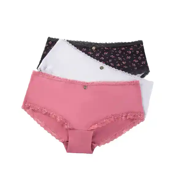 Secret Lili Pink Panty Íntima Algodón Encaje Talla M