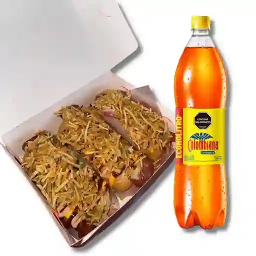 Caja x3 perros pequeños + gaseosa litro