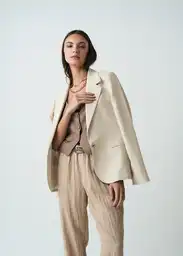 Blazer Mujer Beige Polvillo Medio Talla S 522G073 Naf Naf