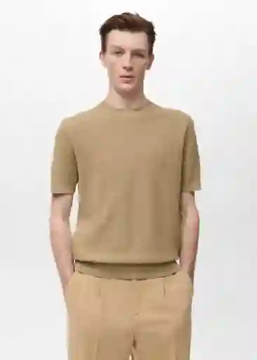 Camiseta Tricot Fluid Beige Talla M Hombre Mango