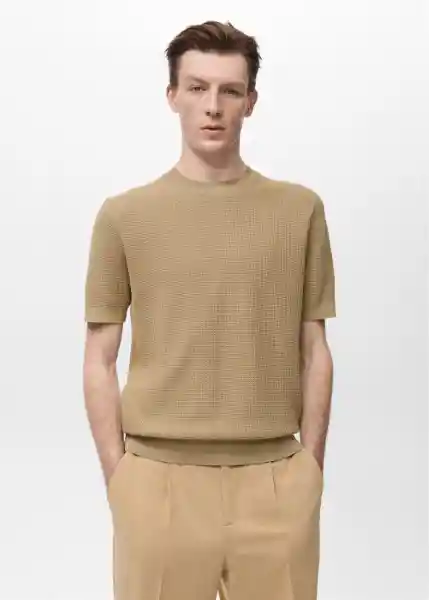 Camiseta Tricot Fluid Beige Talla M Hombre Mango