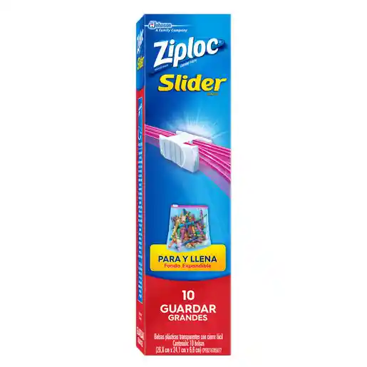 Ziploc Bolsa Reutilizable para Organizar Slider Grande 10 piezas