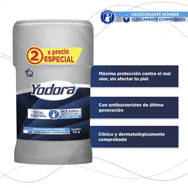 Yodora Desodorante Total Control en Barra