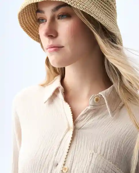 Camisa Mujer Beige Talla M 611G003_BEI141209 Americanino