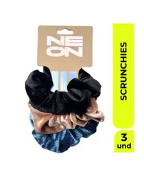 Neon Set Scrunchie Gancho Pinza Azul