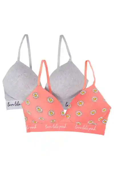 Lili Pink Pack Brasier Gris Print Flores T34 Ref.Mj102-018