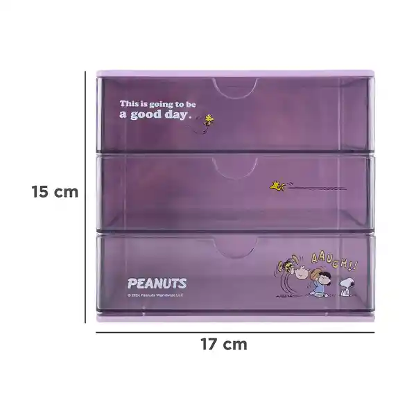 Organizador de Plástico Con Cajones Snoopy Morado Miniso