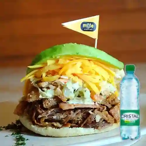 Combo Arepa Mole + Agua con Gas Cristal 600Ml