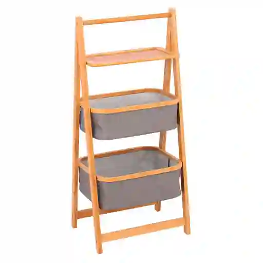 Cotidiana Estante Organizador Repisa 2 Cestos Tela Bambú/Gris