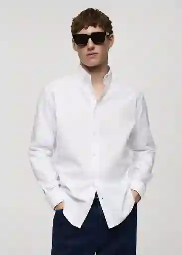 Camisa Oxford Blanco Talla XL Hombre Mango