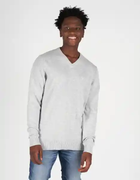 American Eagle Suéter Icon Cuello v Gris Claro Talla Medium