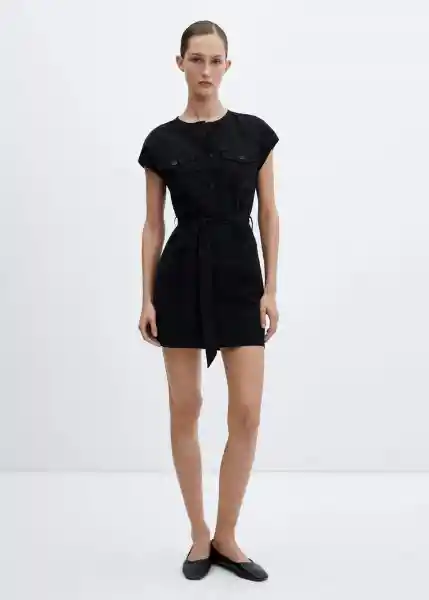 Vestido Gala Negro Talla L Mujer Mango