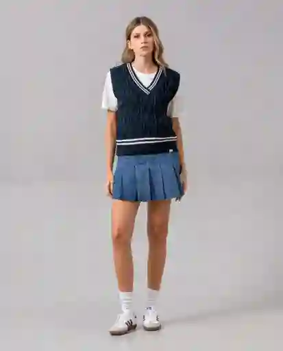Falda Mujer Con Tablas Azul Morfo Oscuro Talla 14 44595 Rifle