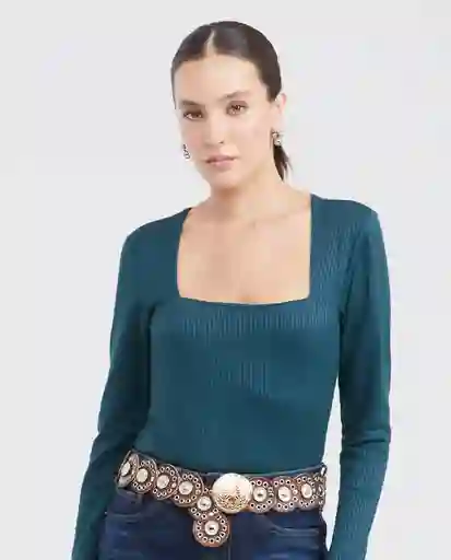 Camiseta Ribbed Verde Nafta Ultra Oscuro T. L Chevignon
