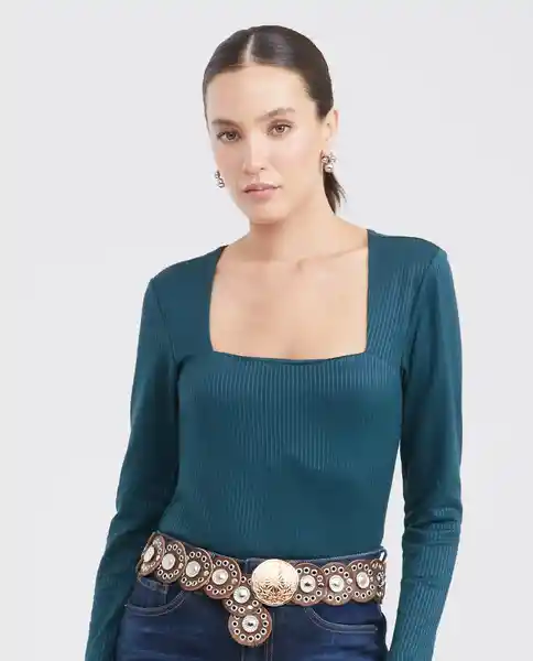 Camiseta Ribbed Verde Nafta Ultra Oscuro T. L Chevignon