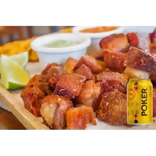 Combo Chicharronada + Cerveza Poker Lta 330ml