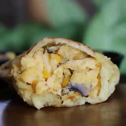Arepa huevos y champiñones