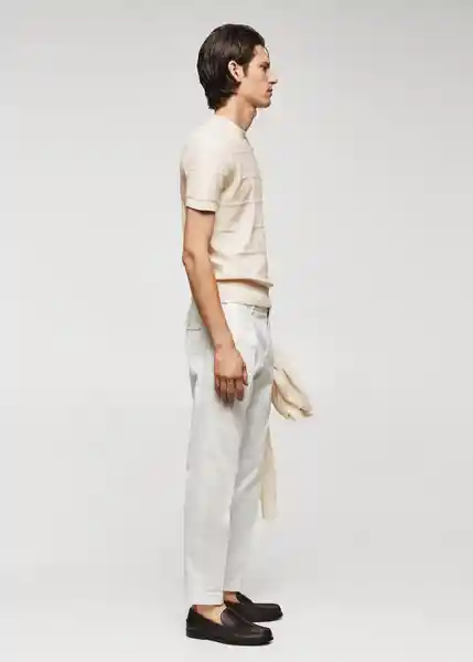 Camiseta Tricot Flute Off White Talla S Hombre Mango