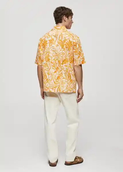 Camisa Benisa Amarillo Talla L Hombre Mango