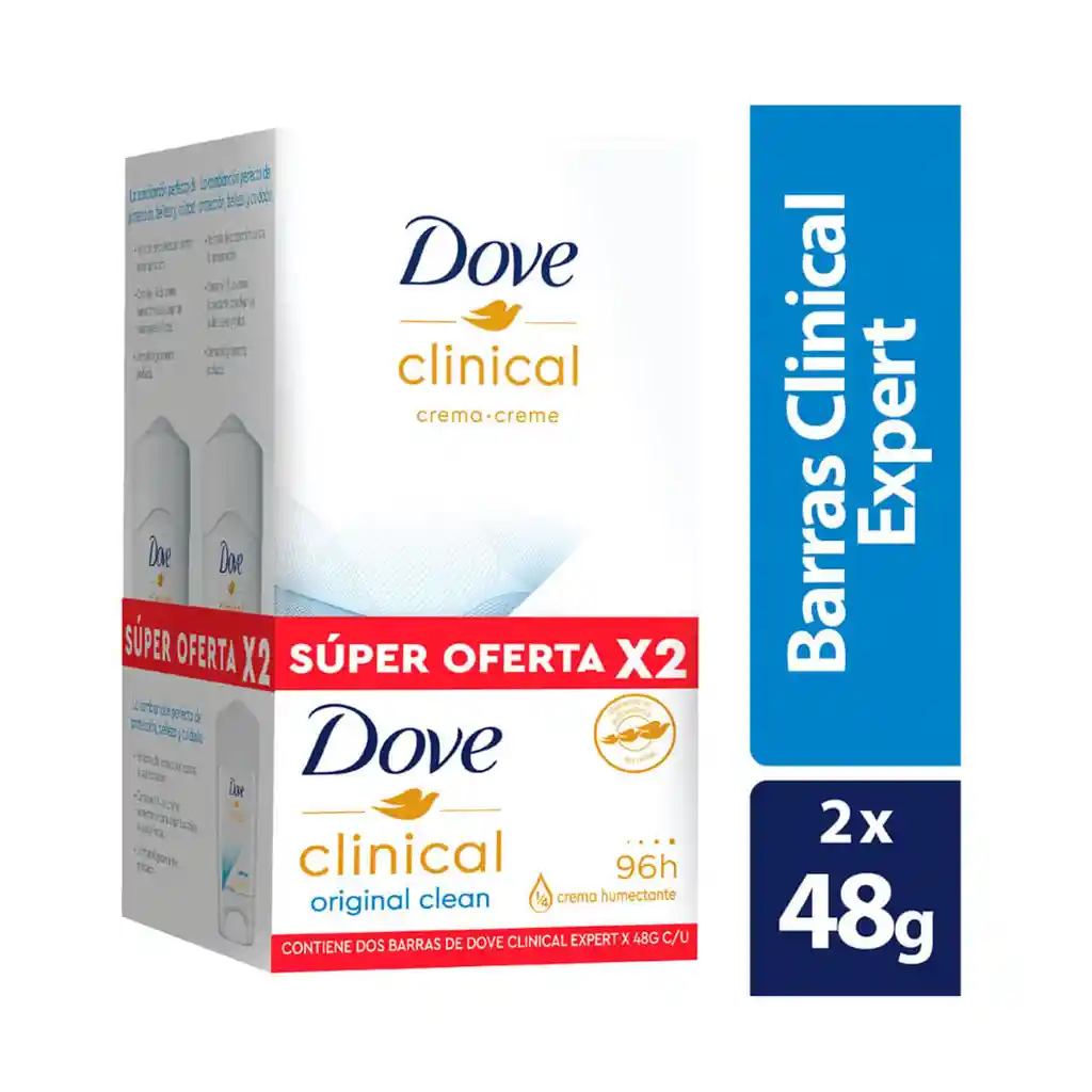 Dove Desodorante Clinical Original Clean en Barra