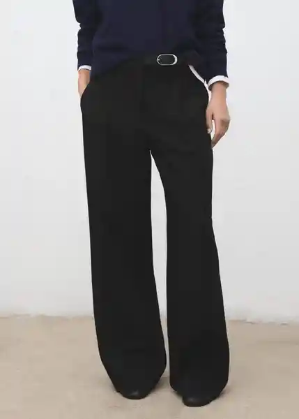 Pantalón Cinta Negro Talla 38 Mujer Mango
