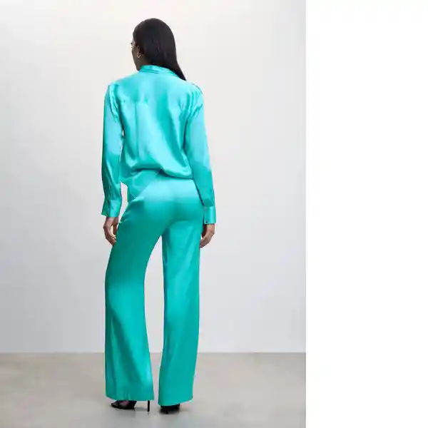 Pantalón Ula-A Turquesa Talla S Mujer Mango