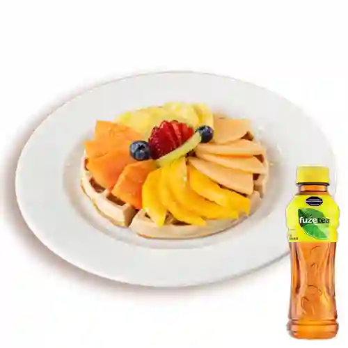 Combo Waffle con Fruta + Fuze Tea Limón 400ML