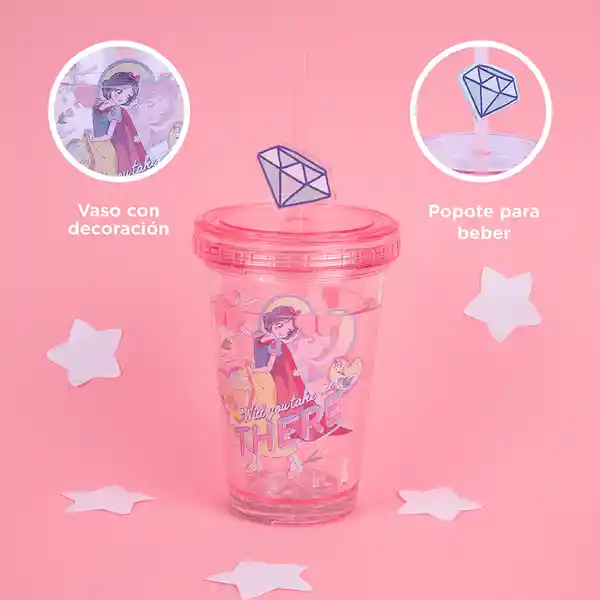 Vaso Plástico Serie Disney Manga Princesas Rosa 320 mL Miniso