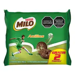 Galletas MILO Anillos rellenas con crema paga 12 lleva 14 Unds x 455g