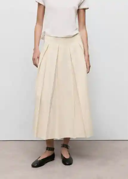 Falda Patri Marfil Talla 36 Mujer Mango