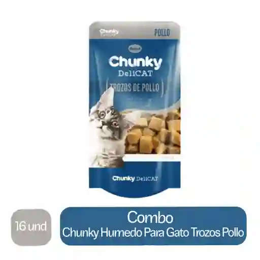 16 x Chunky Alimento Humedo Para Gato Tozos Pollo 80 g
