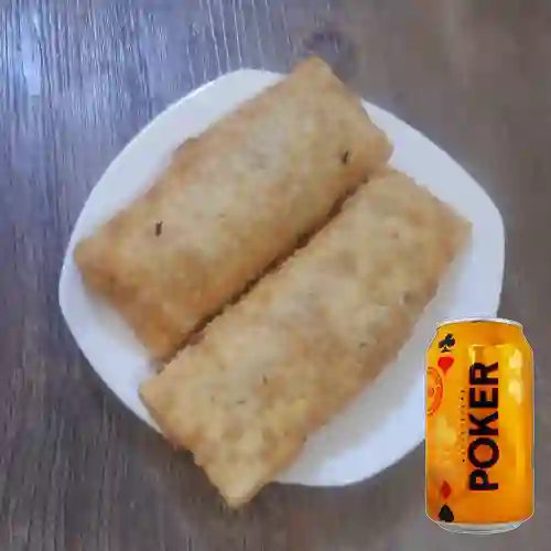 Combo Lumpias de Arequipe + Cerveza Poker 355cm^3.