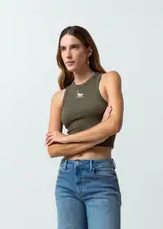 Camiseta Mujer Verde Olivo Ultra Oscuro Talla L 402G032 Naf Naf