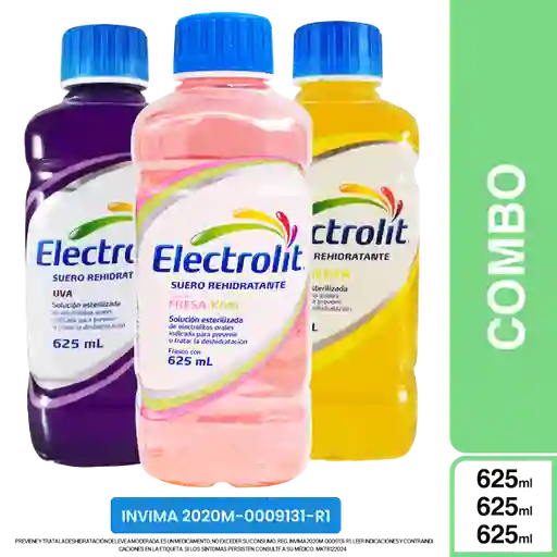 Combo Electrolit Maracuyá + Fresa-Kiwi + Uva