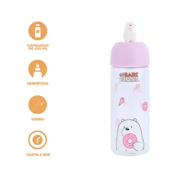 Botilito de Vidrio Osos Escandaloso Oso Polar Rosa 5.0 Miniso